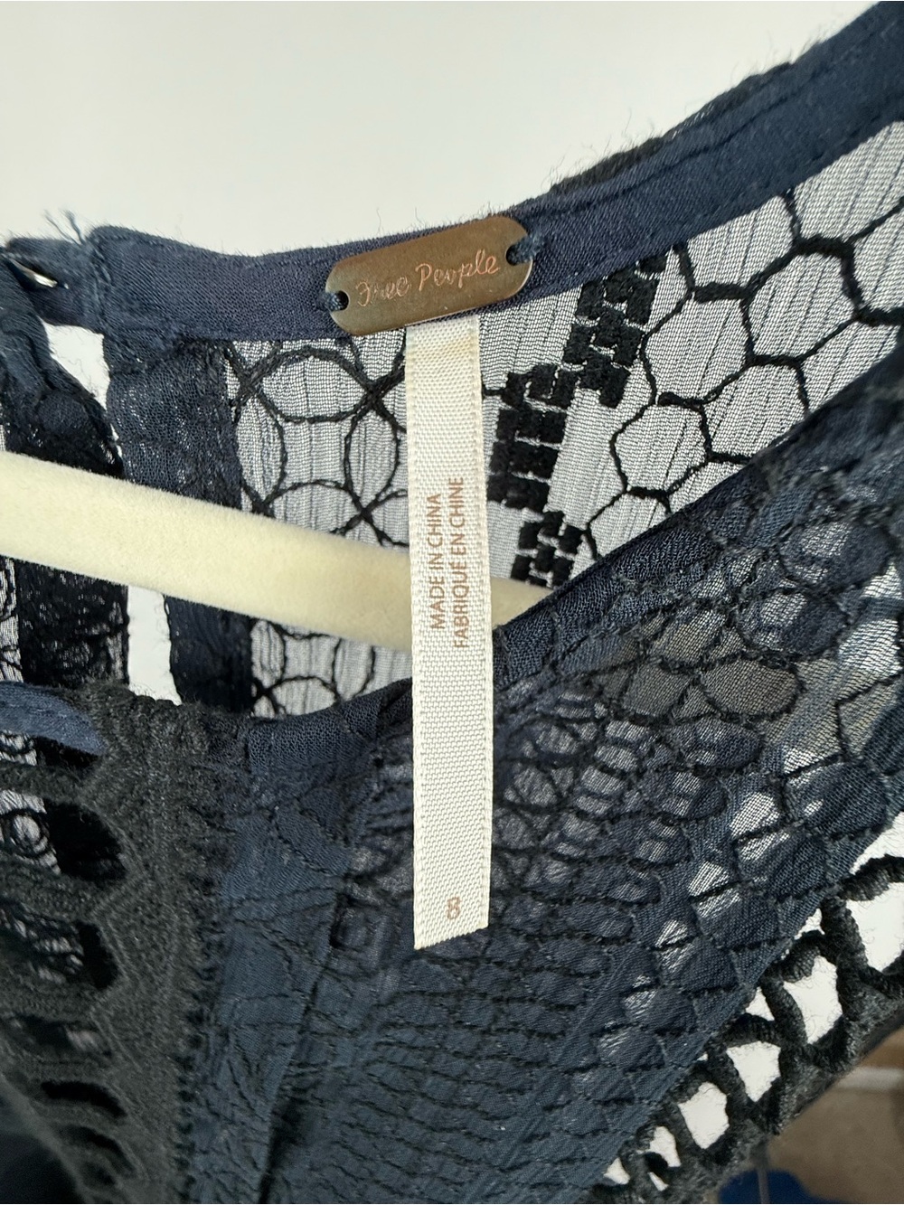 Free People Wherever You Go Mini Dress Black Lace Cutout Swing Dress 8 - Picture 6 of 7